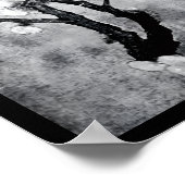 FRÜHSTÜCK UND BLUME BAUM Schwarz-weiß grau Poster (Ecke)
