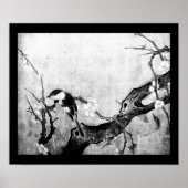 FRÜHSTÜCK UND BLUME BAUM Schwarz-weiß grau Poster (Vorne)