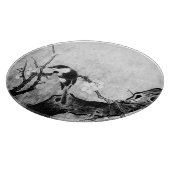 FRÜHSTÜCK UND BLUME BAUM Schwarz-weiß grau Schneidebrett (Ecke)