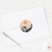 FRÜHSTÜCK UND BLUME BAUMONOGRAM Rosa Orange Runder Aufkleber (Umschlag)