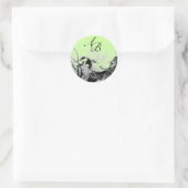 FRÜHSTÜCK- UND BLUME-BAUMONOGRAMM, grün Runder Aufkleber (Tasche)
