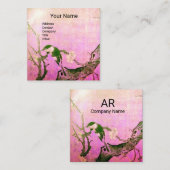 FRÜHSTÜCK- UND BLUME-BAUMONOGRAMM Rosa braun Quadratische Visitenkarte (Vorne/Hinten)