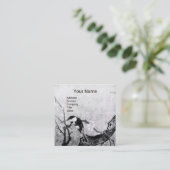 FRÜHSTÜCK UND BLUME BAUMONOGRAMM Schwarz-weiß Quadratische Visitenkarte (Stehend Vorderseite)