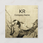FRÜHSTÜCK UND BLUME BAUMONOGRAMM Sepia Brown Quadratische Visitenkarte (Rückseite)