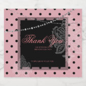 Frühstück und Brunch Pink und schwarz Polka Punkte Schaumweinetikett (Einzelnes Label)