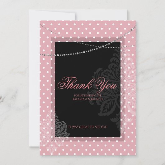 Frühstück und Brunch Pink und Weiß Polka Punkte Einladung (Vorderseite)