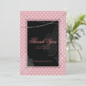 Frühstück und Brunch Pink und Weiß Polka Punkte Einladung (Stehend Vorderseite)