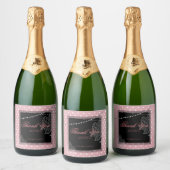 Frühstück und Brunch Pink und Weiß Polka Punkte Schaumweinetikett (Flaschen)