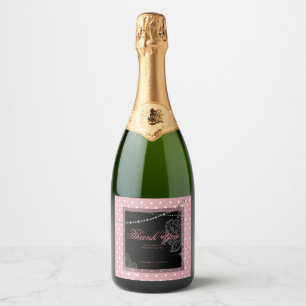 Frühstück und Brunch Pink und Weiß Polka Punkte Schaumweinetikett