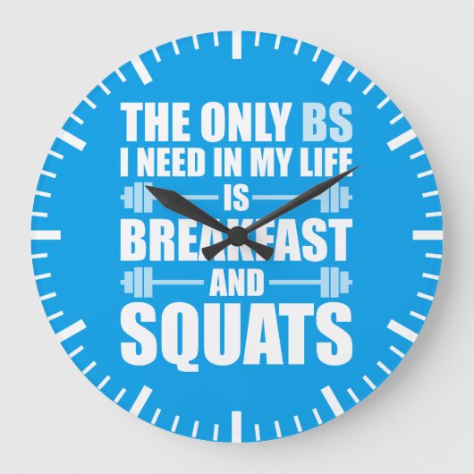 Frühstück und Squats - Bodybuilding Workout Große Wanduhr (Vorderseite)