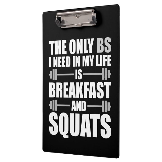 Frühstück und Squats - Bodybuilding Workout Klemmbrett (Links)