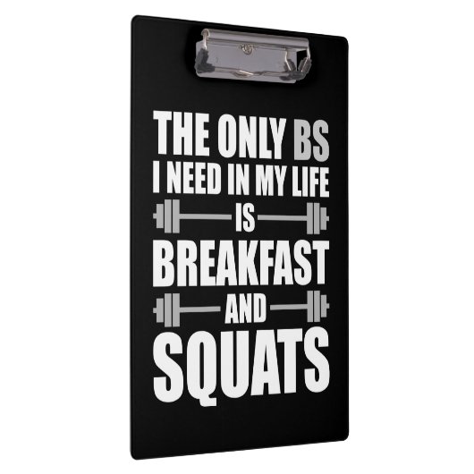 Frühstück und Squats - Bodybuilding Workout Klemmbrett (Rechts)