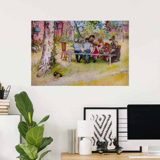 Frühstück unter der Birch - Carl Larsson Print Poster (Heimbüro)