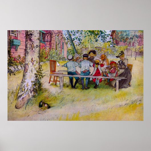 Frühstück unter der Birch - Carl Larsson Print Poster (Vorne)