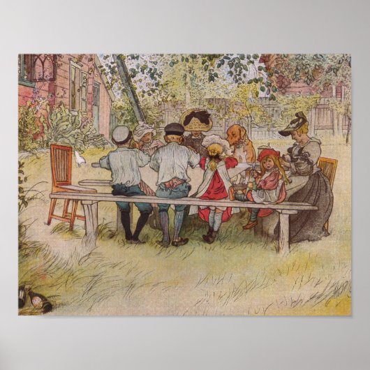 Frühstück unter der großen Birke Poster (Vorne)