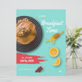 Frühstück Verkauf, Coffee Shop Frühstück Menü Einladung (Stehend Vorderseite)