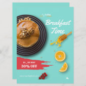Frühstück Verkauf, Coffee Shop Frühstück Menü Einladung (Vorne/Hinten)