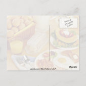 Frühstück von Speck, Eiern und Krug mit Milch Postkarte (Rückseite)