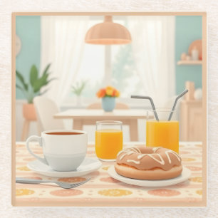 Frühstück Vormittags Kaffee Donut Glass Untersetze Glasuntersetzer