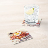 Frühstück Waffle Bacon Feinschmecker Rechteckiger Pappuntersetzer (Vor Ort)