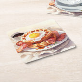 Frühstück Waffle Bacon Feinschmecker Rechteckiger Pappuntersetzer (angewinkelt)