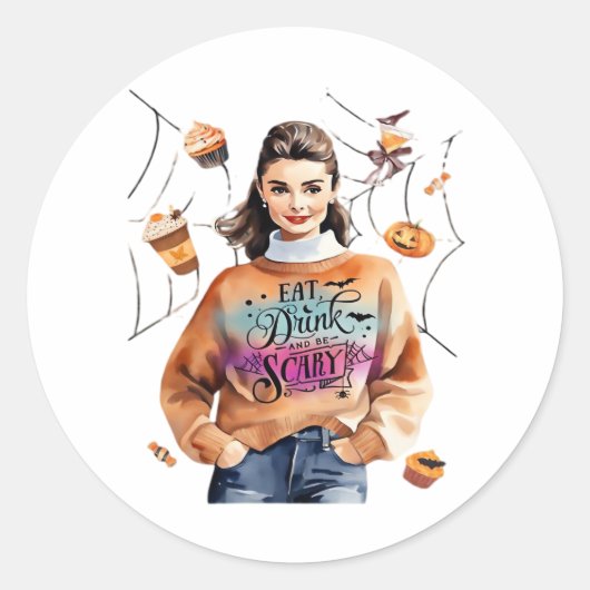 Frühstück zu Halloween und Beängstigend sein Runder Aufkleber (Vorderseite)