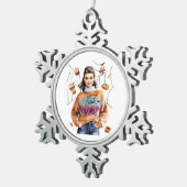 Frühstück zu Halloween und Beängstigend sein Schneeflocken Zinn-Ornament (Rechts)