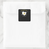 Frühstück zuerst quadratischer aufkleber (Tasche)