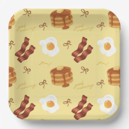 Frühstücks-Brunch-Thema Speck Eier Pfannkuchen Mus Pappteller