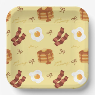 Frühstücks-Brunch-Thema Speck Eier Pfannkuchen Mus Pappteller