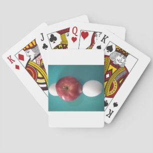 Frühstücks-Kumpels: Zwei Eier $ein Apfel Stilleben Spielkarten