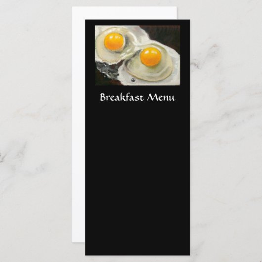 FRÜHSTÜCKS-MENÜ-GESTELL-KARTE: EIER: GRAFIK MENÜKARTE (Vorne/Hinten)