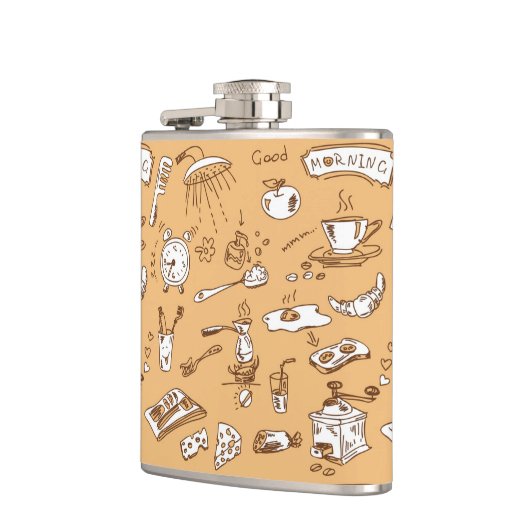 Frühstücks-Muster 2 Flachmann (Links)