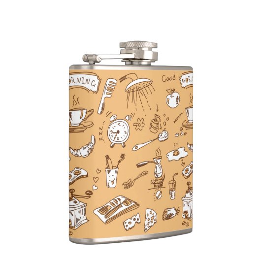 Frühstücks-Muster 2 Flachmann (Rechts)