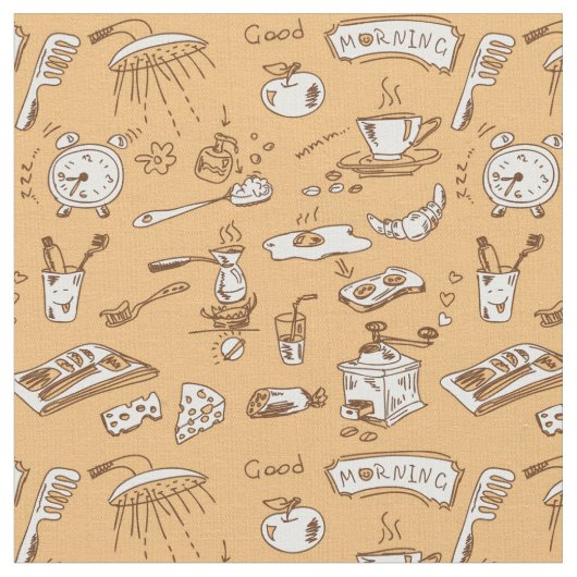Frühstücks-Muster 2 Stoff (Nahaufnahme)