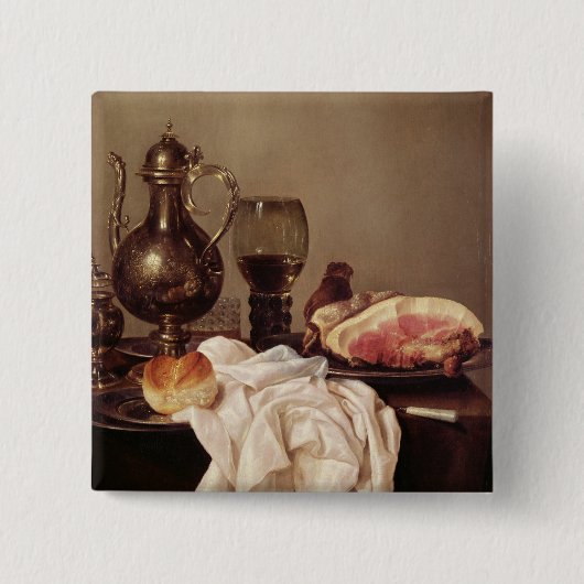 Frühstücks-Stillleben (Öl auf Platte) Button (Vorderseite)