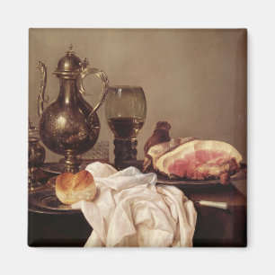 Frühstücks-Stillleben (Öl auf Platte) Magnet