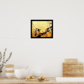 FRÜHSTÜCKSBIRD UND BLUME BAUM Gelbbraun Poster (Küche)