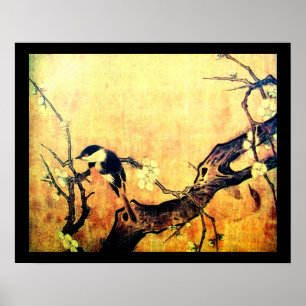 FRÜHSTÜCKSBIRD UND BLUME BAUM Gelbbraun Poster