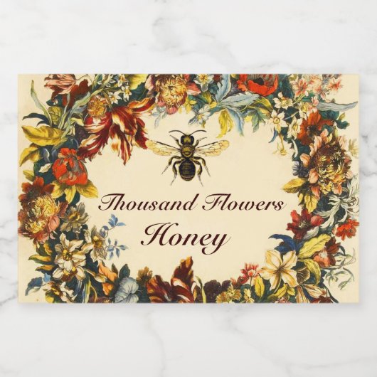 FRÜHSTÜCKSBLUMEN HONEY BIE, BEEKEEPER LEBENSMITTELETIKETT (Einzelnes Label)