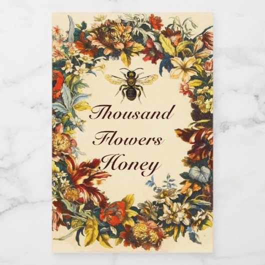 FRÜHSTÜCKSBLUMEN HONEY BIE, BEEKEEPER LEBENSMITTELETIKETT (Einzelnes Label)