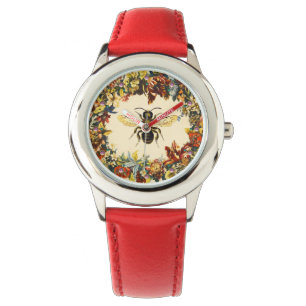 FRÜHSTÜCKSBLUMEN HONEY BIE / RINDFLEISCH ARMBANDUHR
