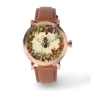 FRÜHSTÜCKSBLUMEN HONEY BIE / RINDFLEISCH ARMBANDUHR