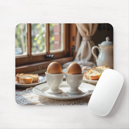 Frühstücksbraune Eier in Eierbechern Mousepad (Mit Mouse)