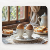 Frühstücksbraune Eier in Eierbechern Mousepad (Vorne)