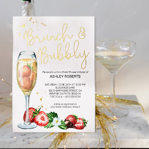 Frühstücksbüfett mit Champagner Erdbeeren Brautpar Folieneinladung