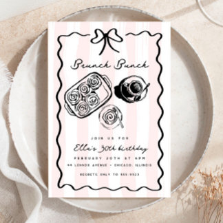 Frühstücksbuffet am Geburtstag Kaffee Bow Pink Doo Einladung