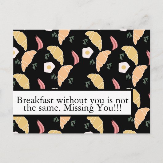 Frühstücksbüffet auf einem Croissant mit Schinken Postkarte (Vorderseite)