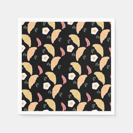 Frühstücksbüffet auf einem Croissant mit Schinken  Serviette (Vorderseite)