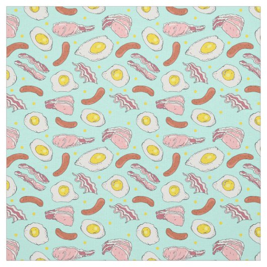 Frühstücksbüffet Bacon und Wurst Blue Stoff (Muster)